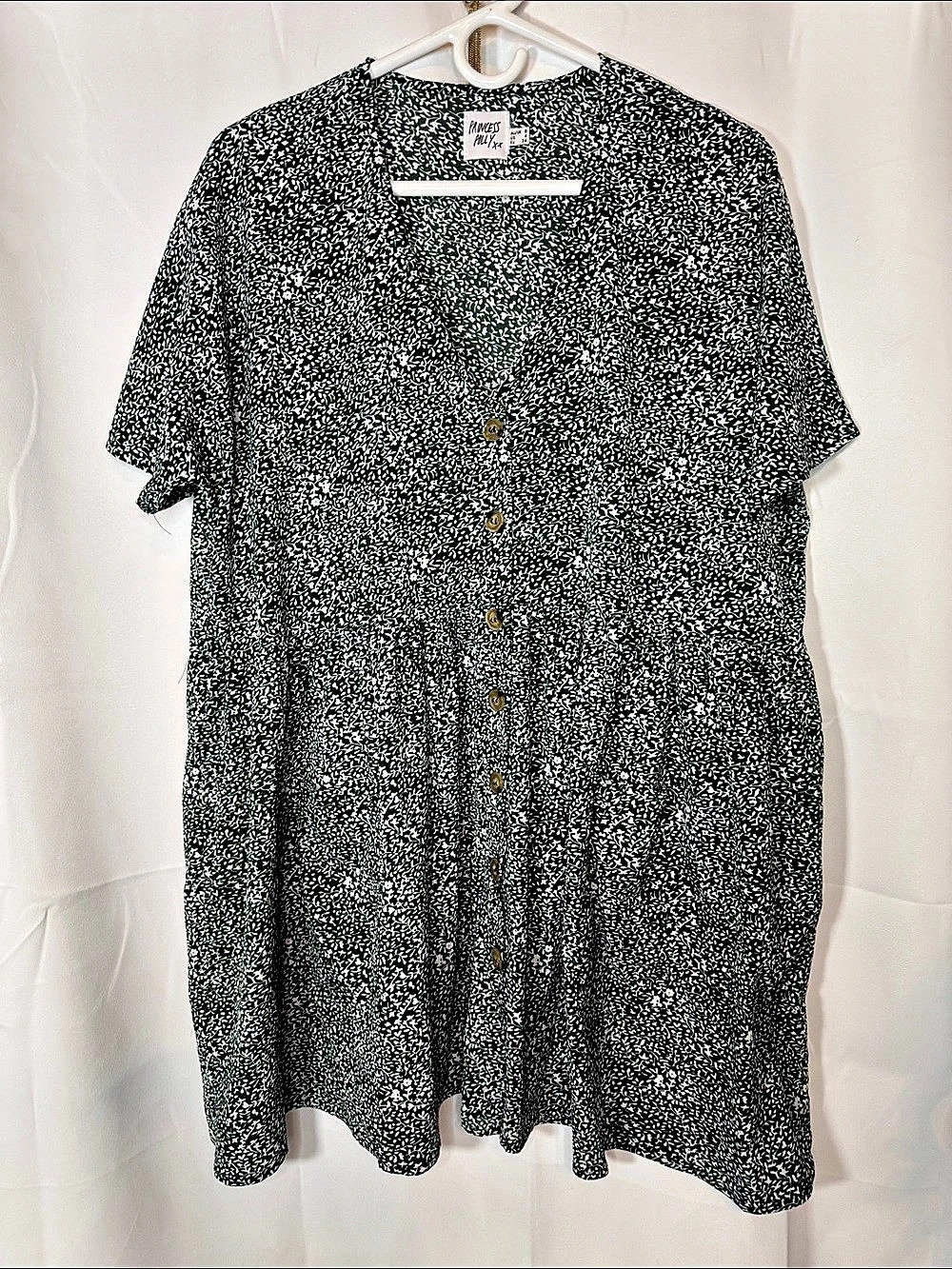 Princess Polly Floral Button Front Mini Dress Green & White Size 8